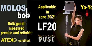 Безперервне вимірювання рівня у потенційно вибухонебезпечних середовищах Вимірювальна система Yo-Yo MOLOSbob LF20,  яка відповідає вимогам АТЕХ